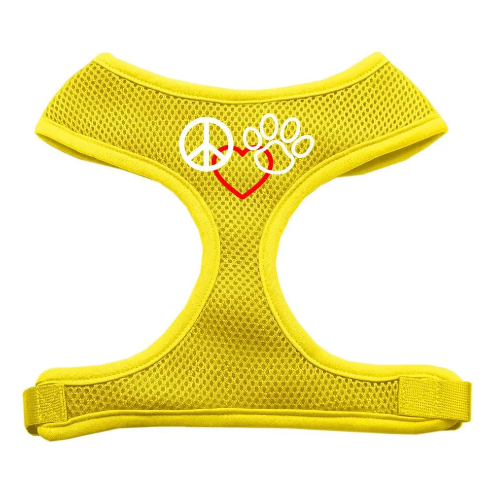 Peace, Love, Paw Design Soft Mesh Harnesses Yellow Medium