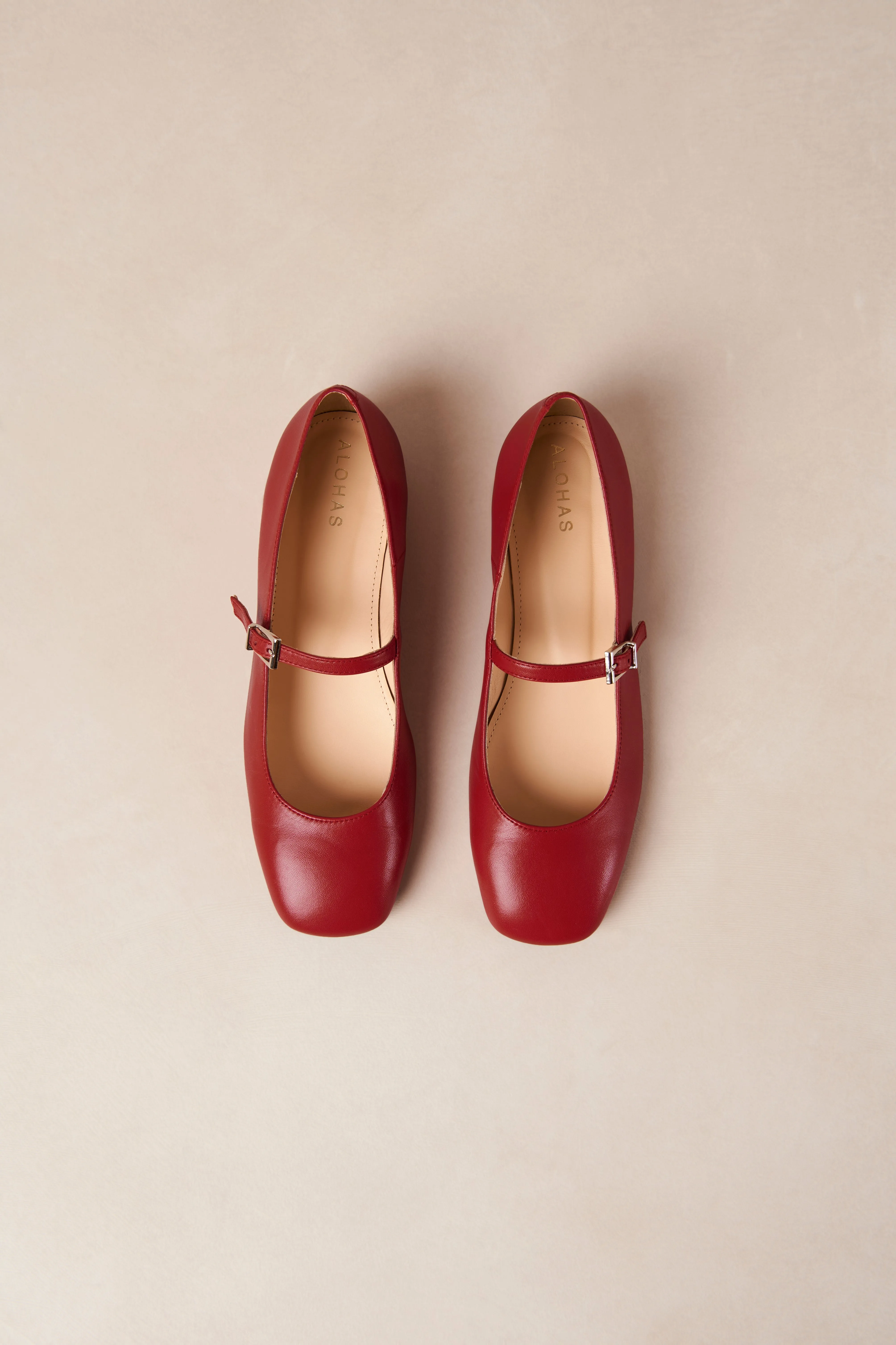 Por Do Sol Red Leather Ballet Flats