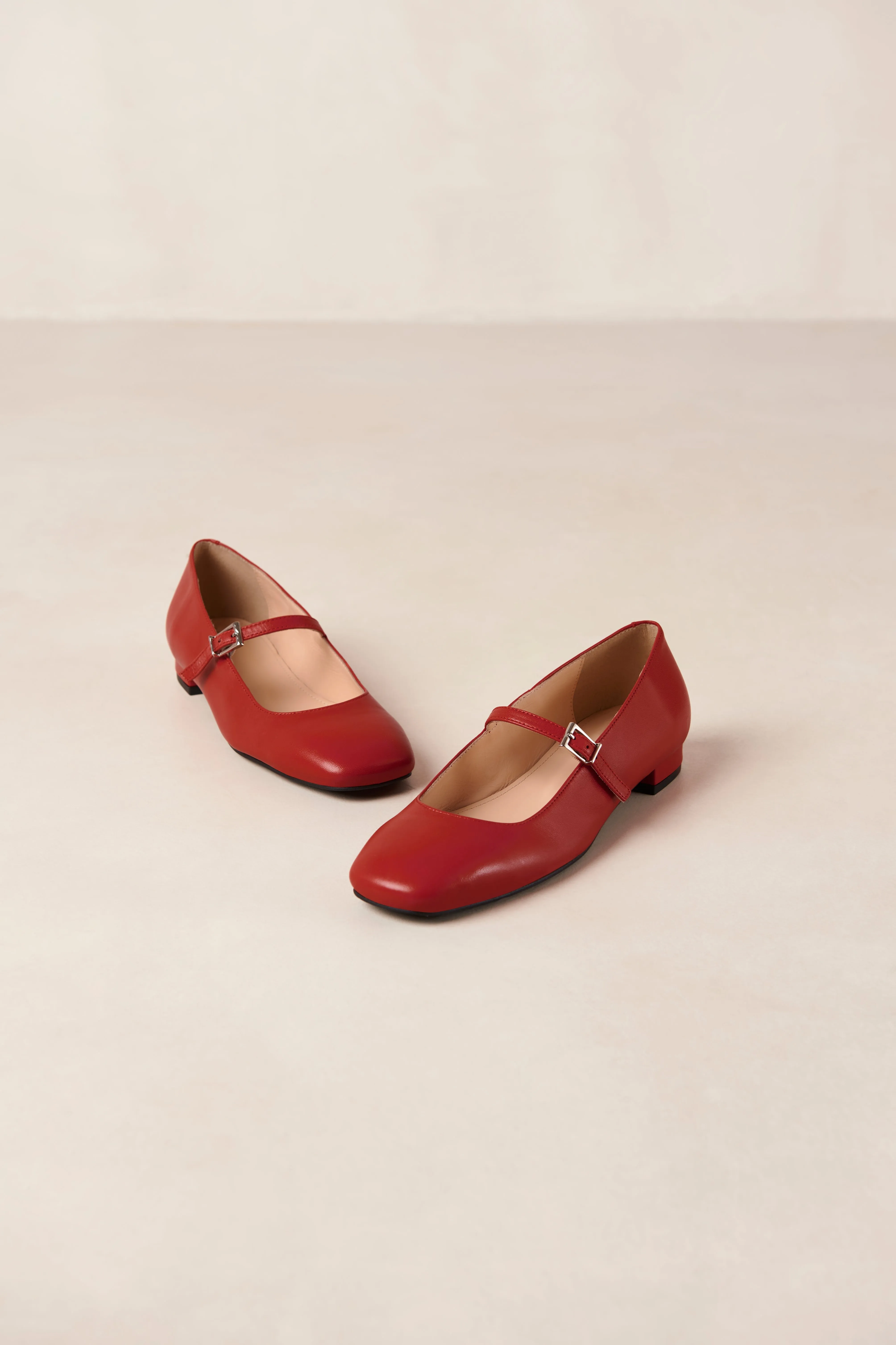 Por Do Sol Red Leather Ballet Flats