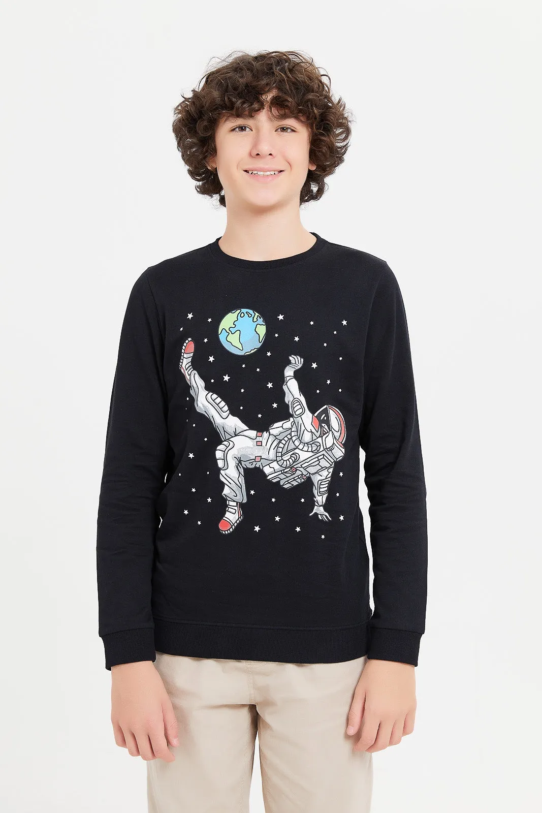 Senior Boys Black Astronaut Sweatshirt