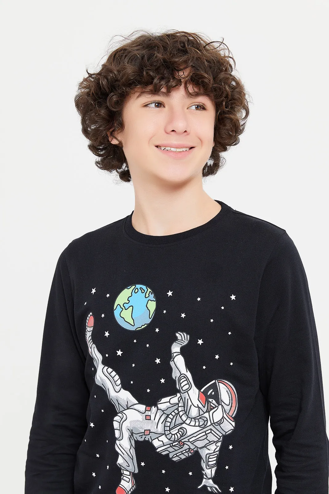 Senior Boys Black Astronaut Sweatshirt