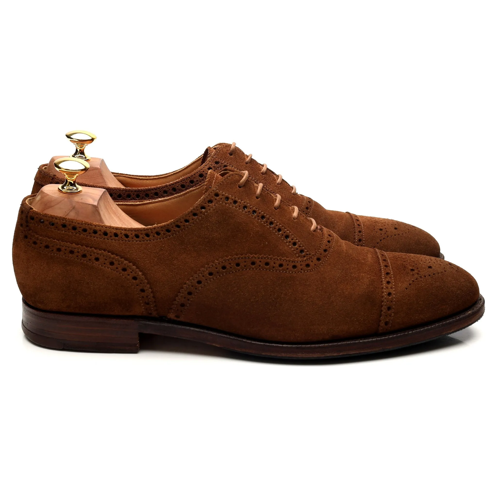 Shipton & Heneage 'Winchester' Tan Brown Suede Oxford Semi Brogues UK 10.5 E