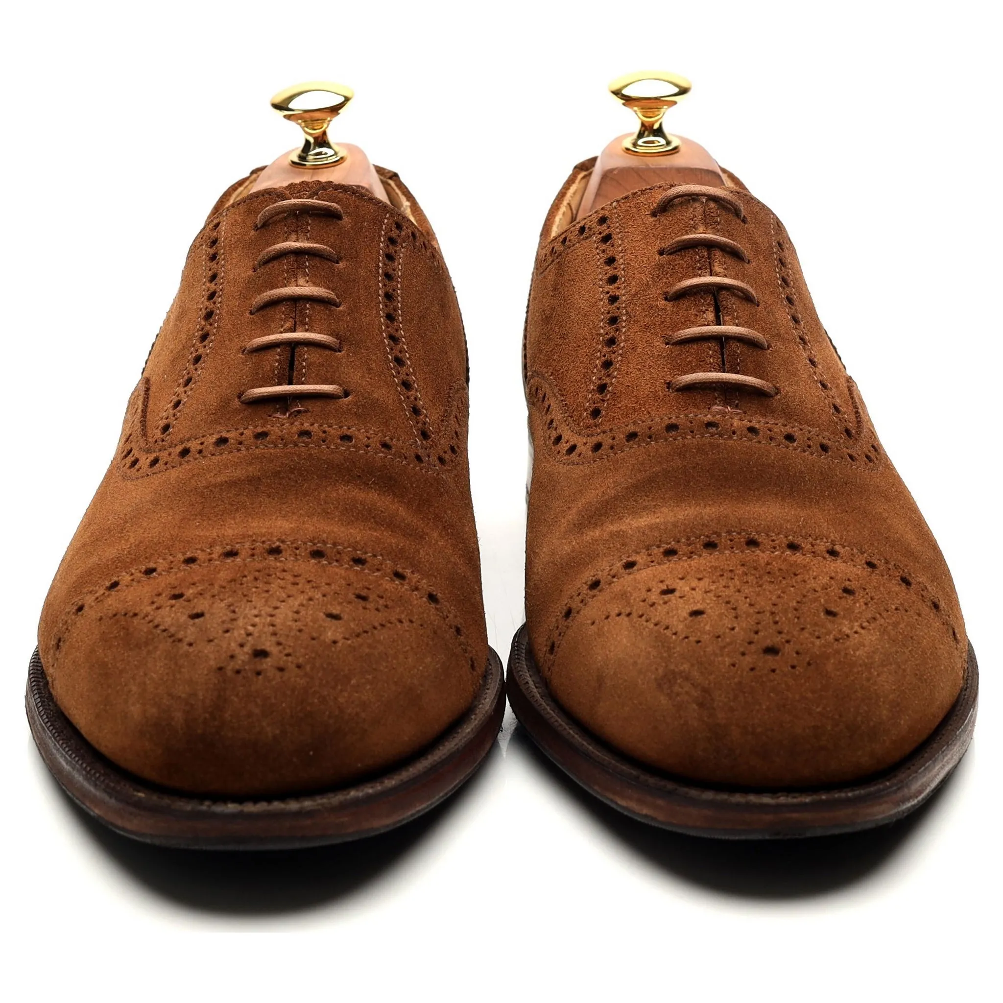 Shipton & Heneage 'Winchester' Tan Brown Suede Oxford Semi Brogues UK 10.5 E