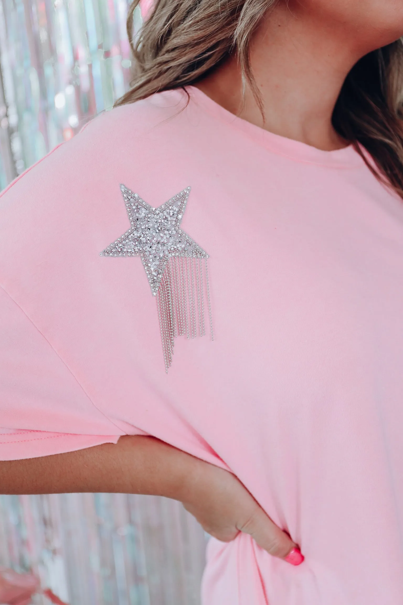 Shooting Stars T-Shirt Dress - Pink