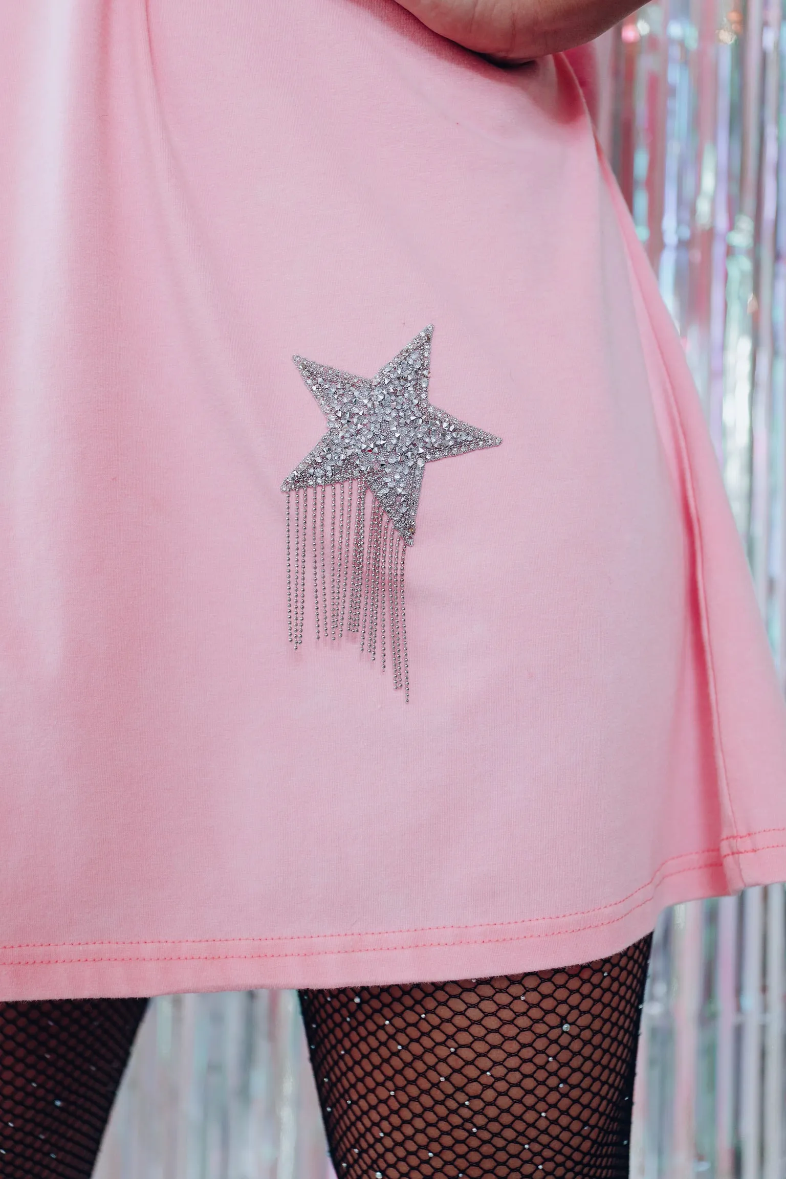 Shooting Stars T-Shirt Dress - Pink