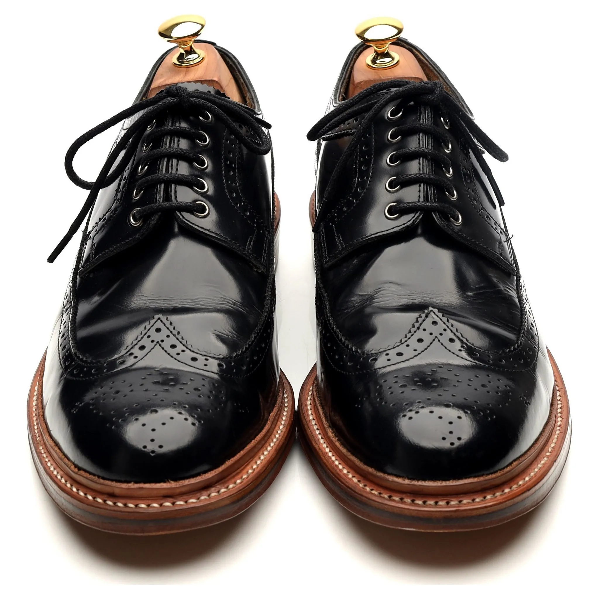 'Sid' Black Leather Derby Brogues UK 10 G