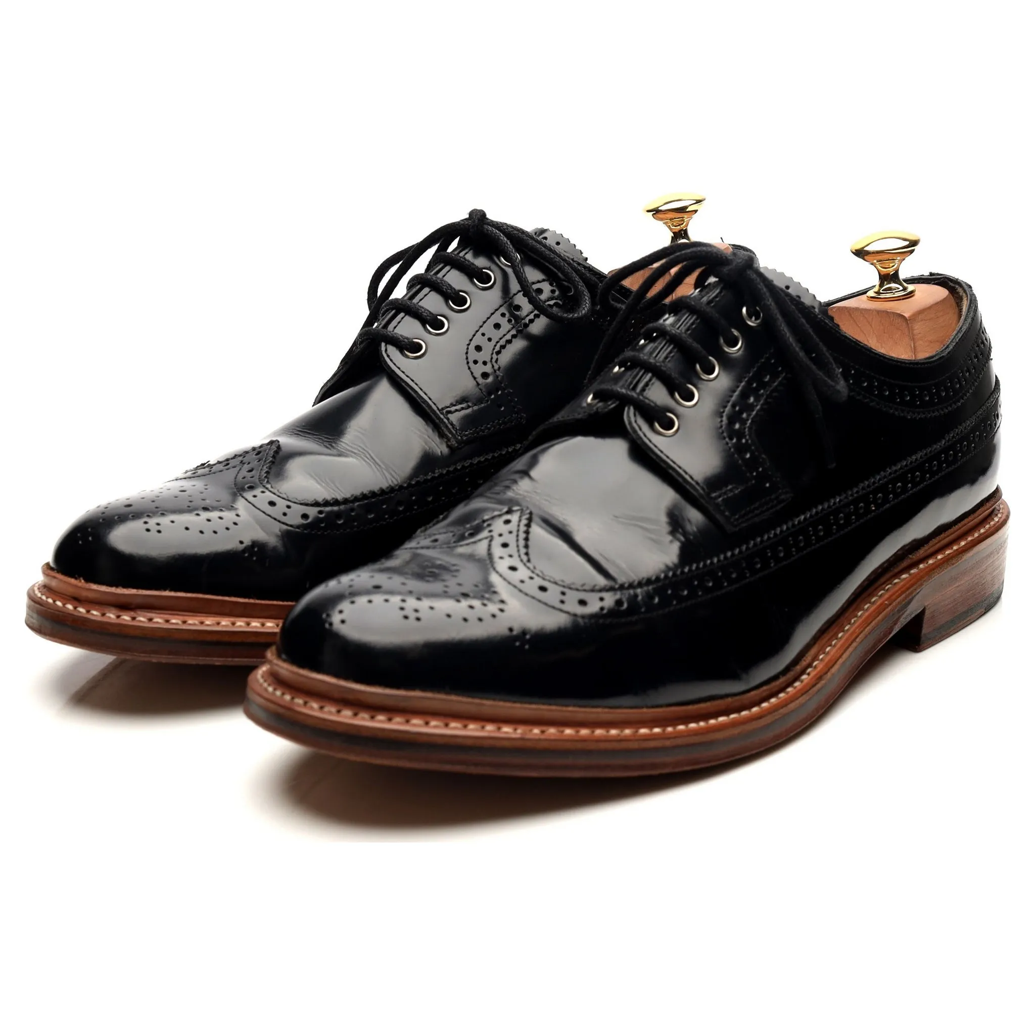 'Sid' Black Leather Derby Brogues UK 10 G