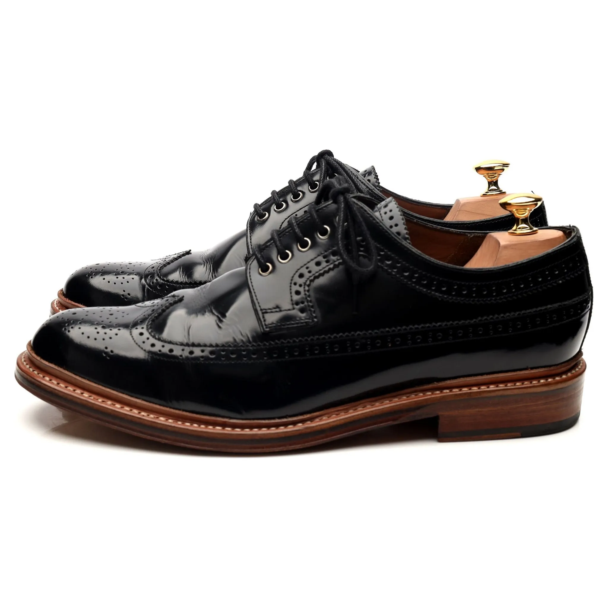 'Sid' Black Leather Derby Brogues UK 10 G