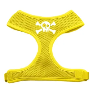 Skull Crossbones Screen Print Soft Mesh Harness Yellow Extra Large