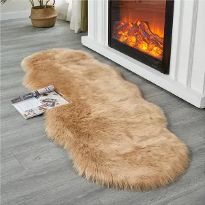 Soft camel coloured sheepskin style floor rug