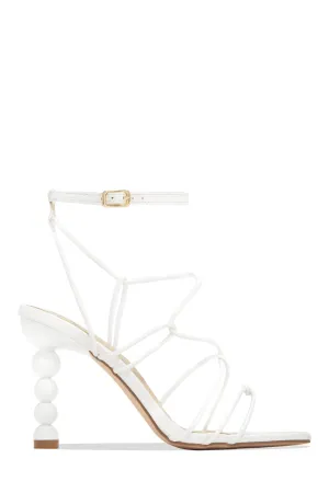 St. Barts Summer Square Toe Strappy Heels - White