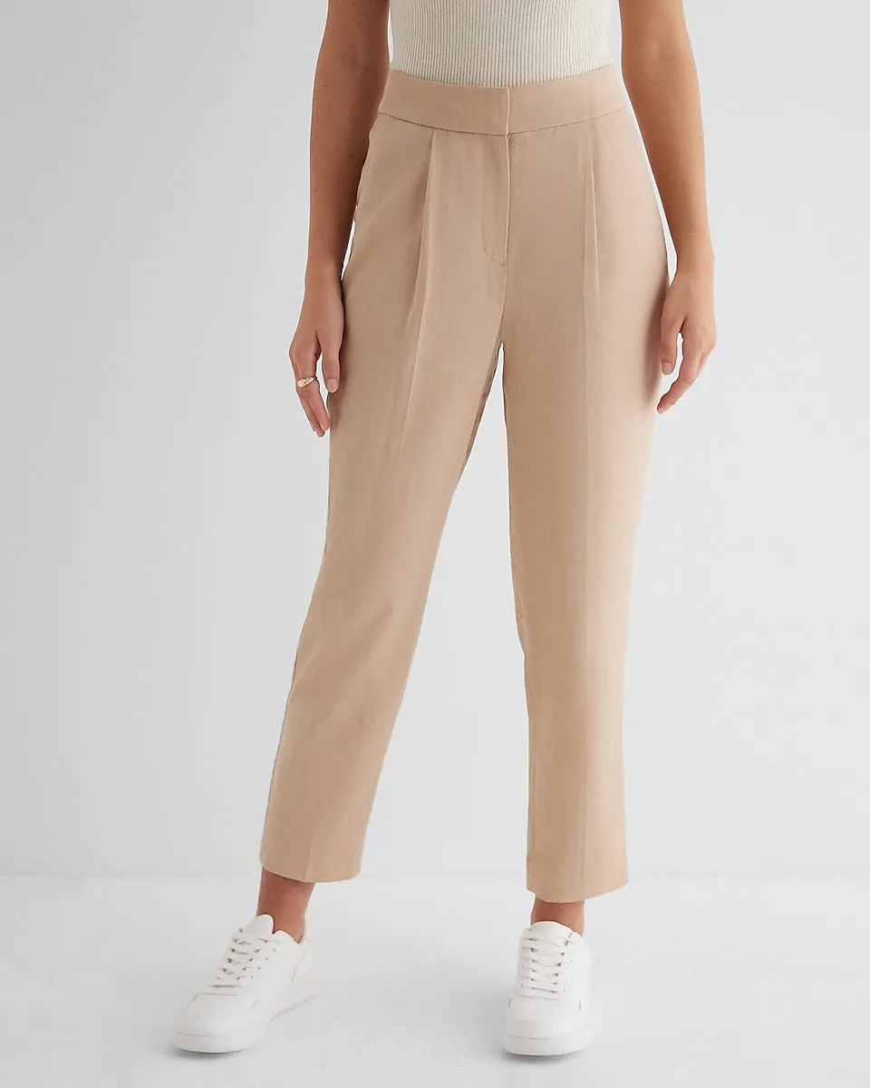 Stylist Super High Waisted Pinstripe Pleated Ankle Pant in Neutral Stripe