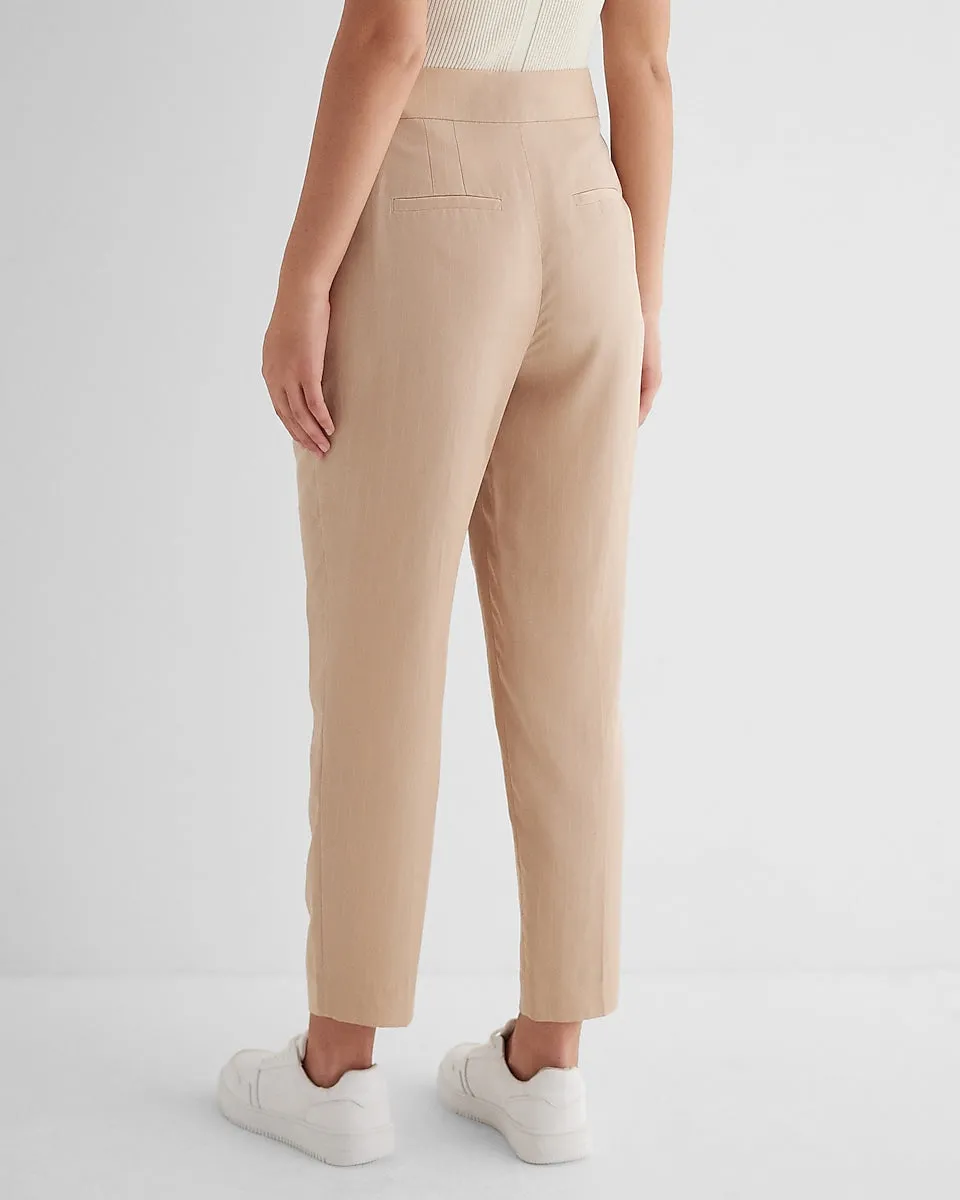 Stylist Super High Waisted Pinstripe Pleated Ankle Pant in Neutral Stripe