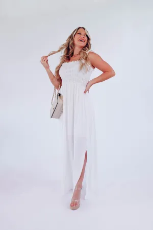 Sweet Soul Smocked Maxi Dress - White