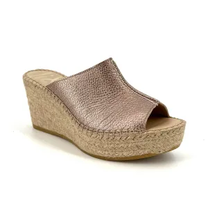 The Center Seam Espadrille Slide Sandal in Metal