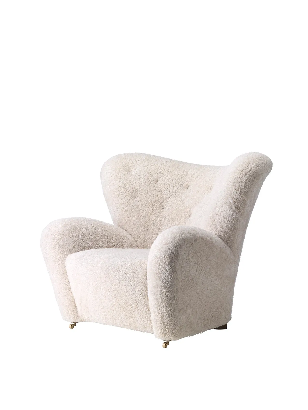 The Tired Man Lounge Chair, Sheepskin, Dark stained oak