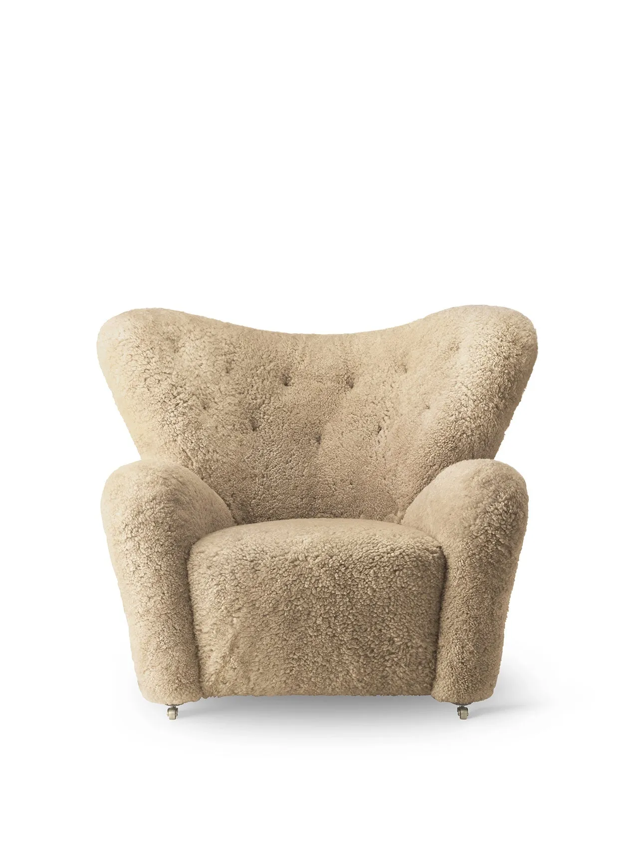 The Tired Man Lounge Chair, Sheepskin, Dark stained oak