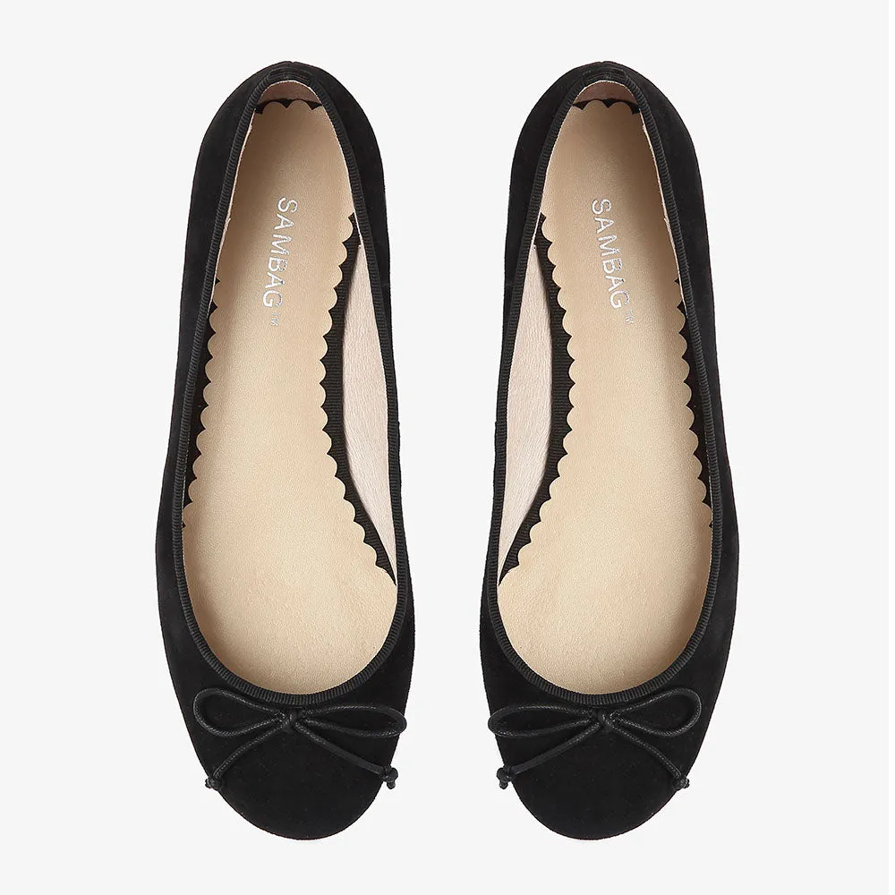 Tina Black Suede Ballet Flat