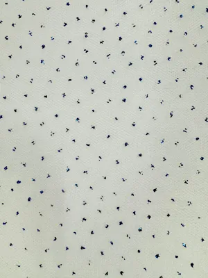 Tutu Net - 54-inches Wide White with Small Royal Blue Sparkle Dots Special Purchase!