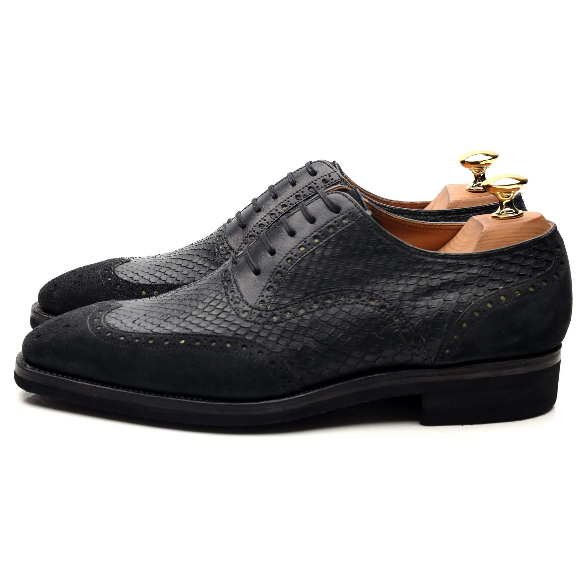 'Vendome' Bi-Material Black Leather Suede Oxford Brogues UK 6 E