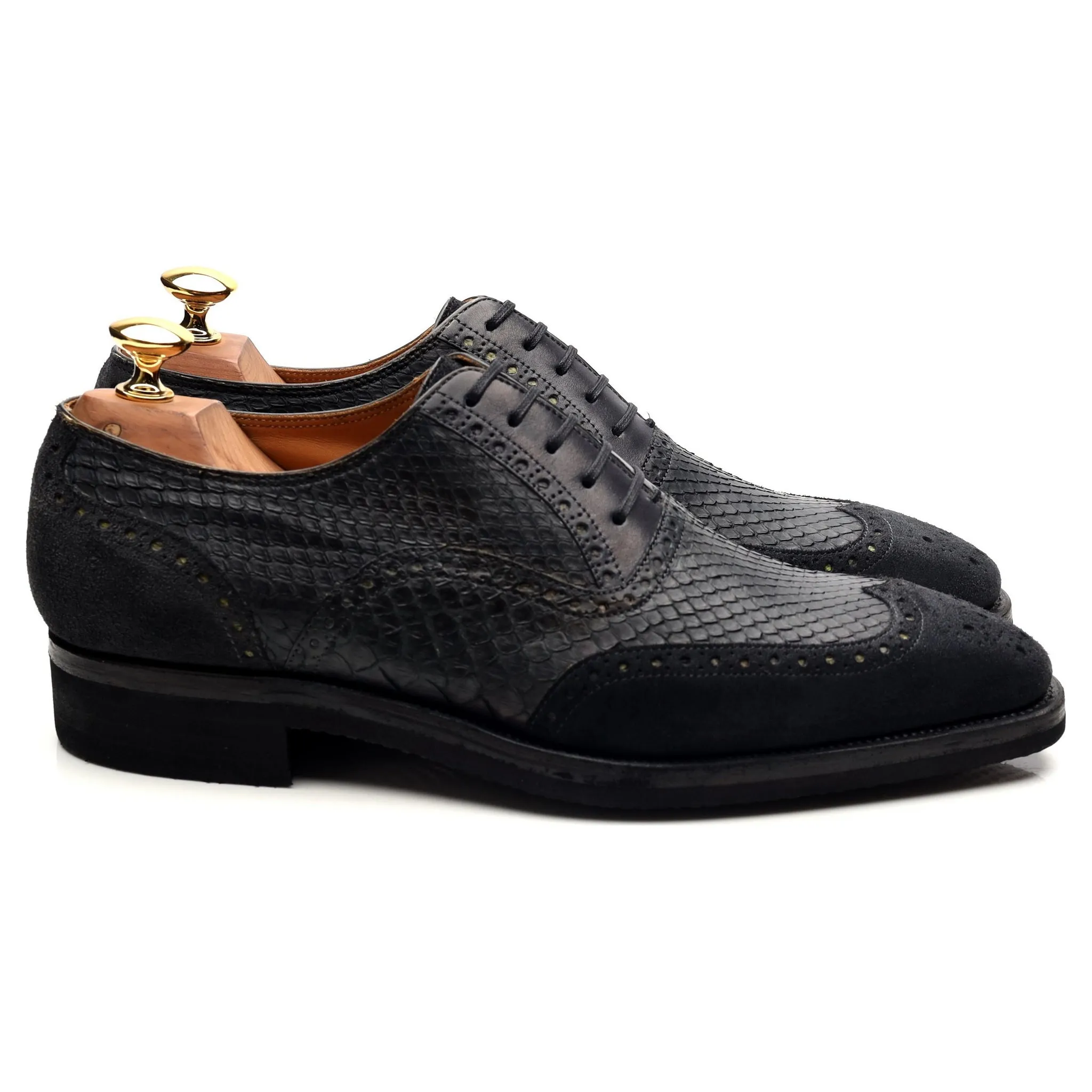 'Vendome' Bi-Material Black Leather Suede Oxford Brogues UK 6 E