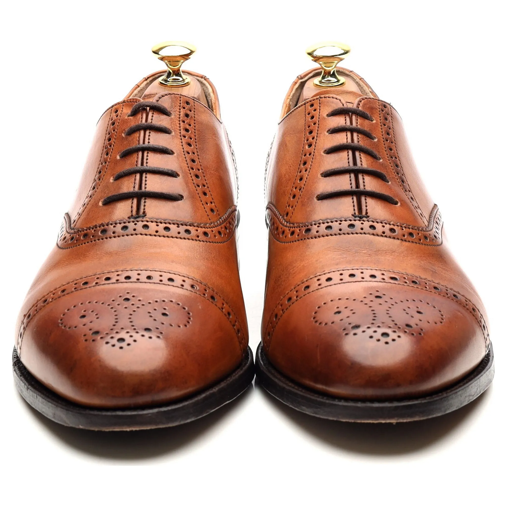 'Wallace' Tan Brown Leather Oxford Semi Brogues UK 8 G