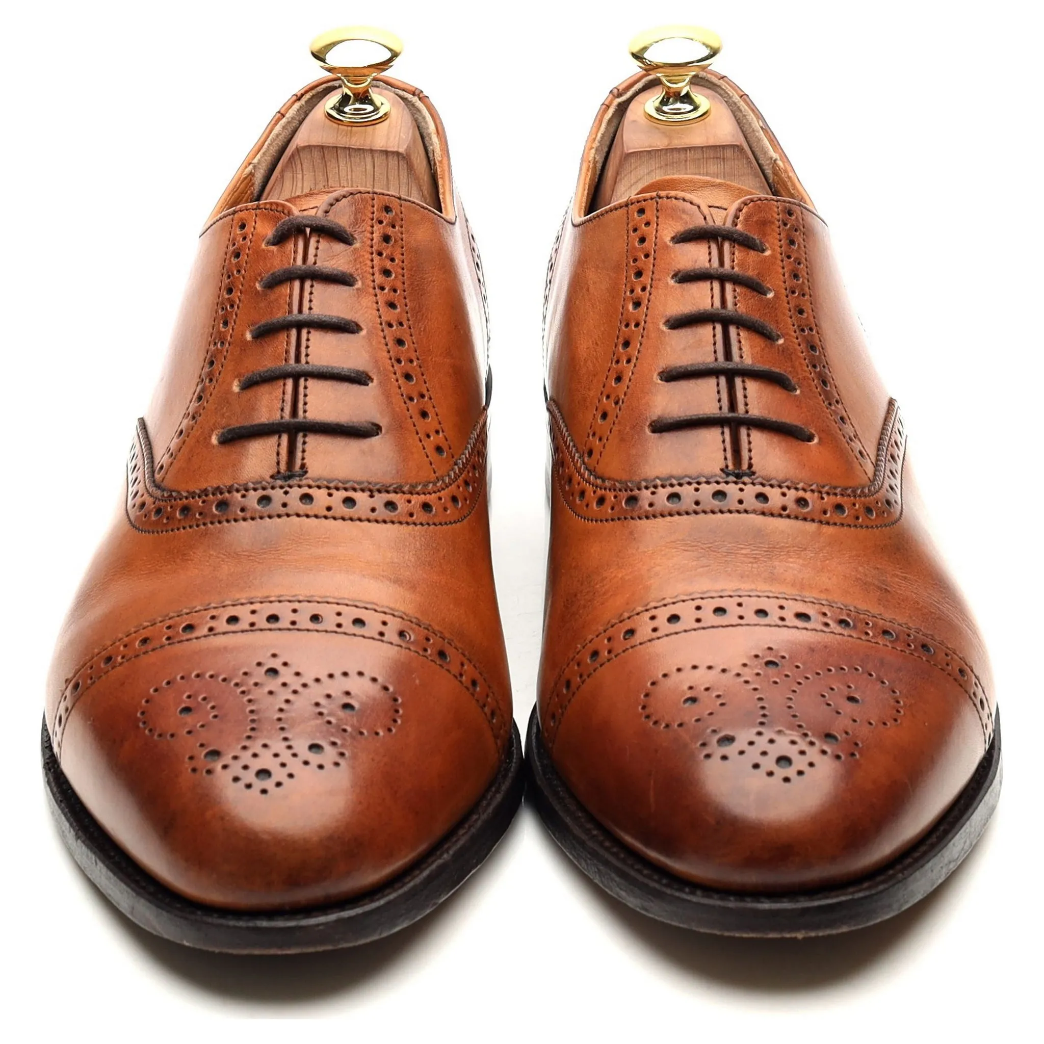 'Wallace' Tan Brown Leather Oxford Semi Brogues UK 8 G