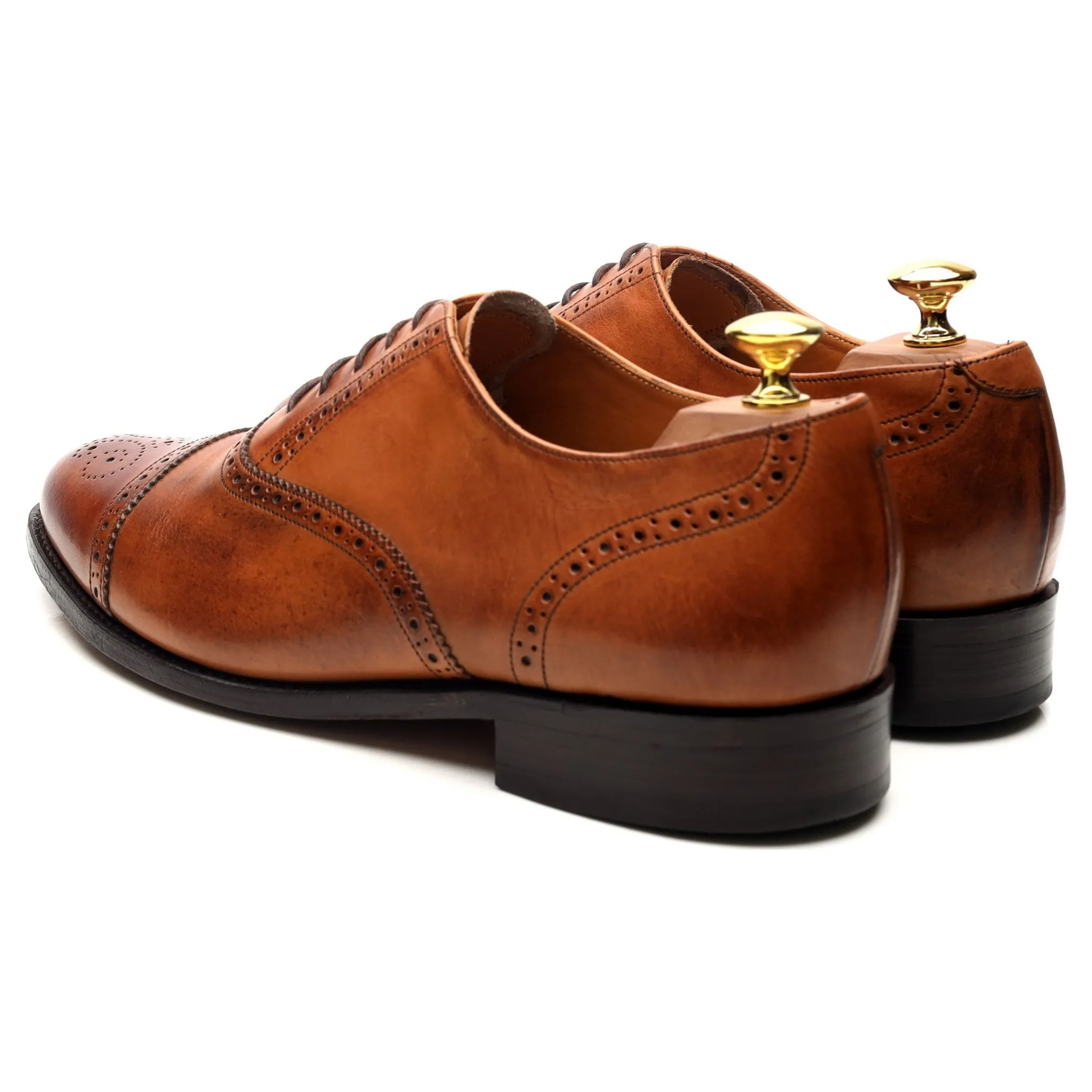 'Wallace' Tan Brown Leather Oxford Semi Brogues UK 8 G