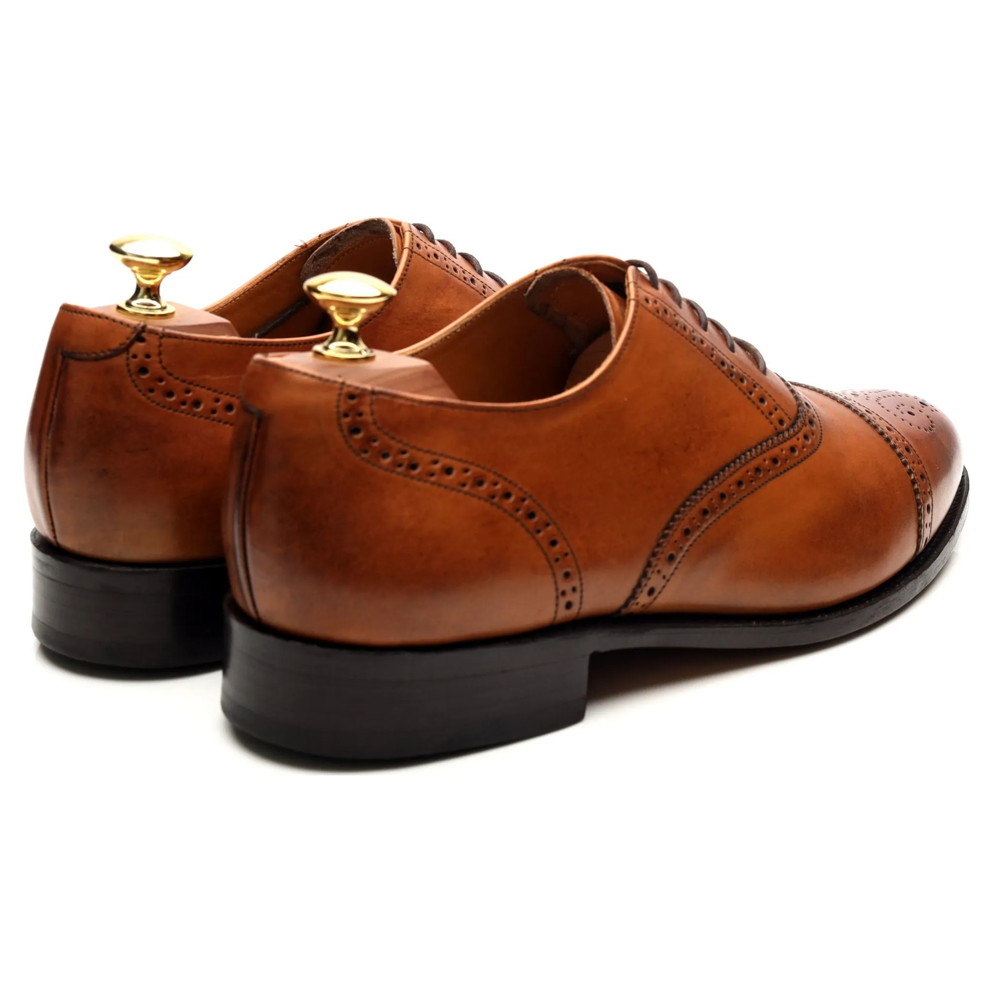 'Wallace' Tan Brown Leather Oxford Semi Brogues UK 8 G