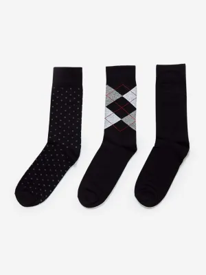 WES Lounge Black Full-Length Socks Pack Of Three