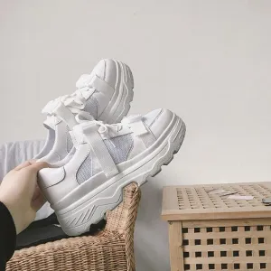 White And Black Cyber Platform Sneakers