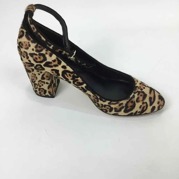 White House Black Market Women Size 6.5 Brown/black Animal Fur Ankle Strap Heels