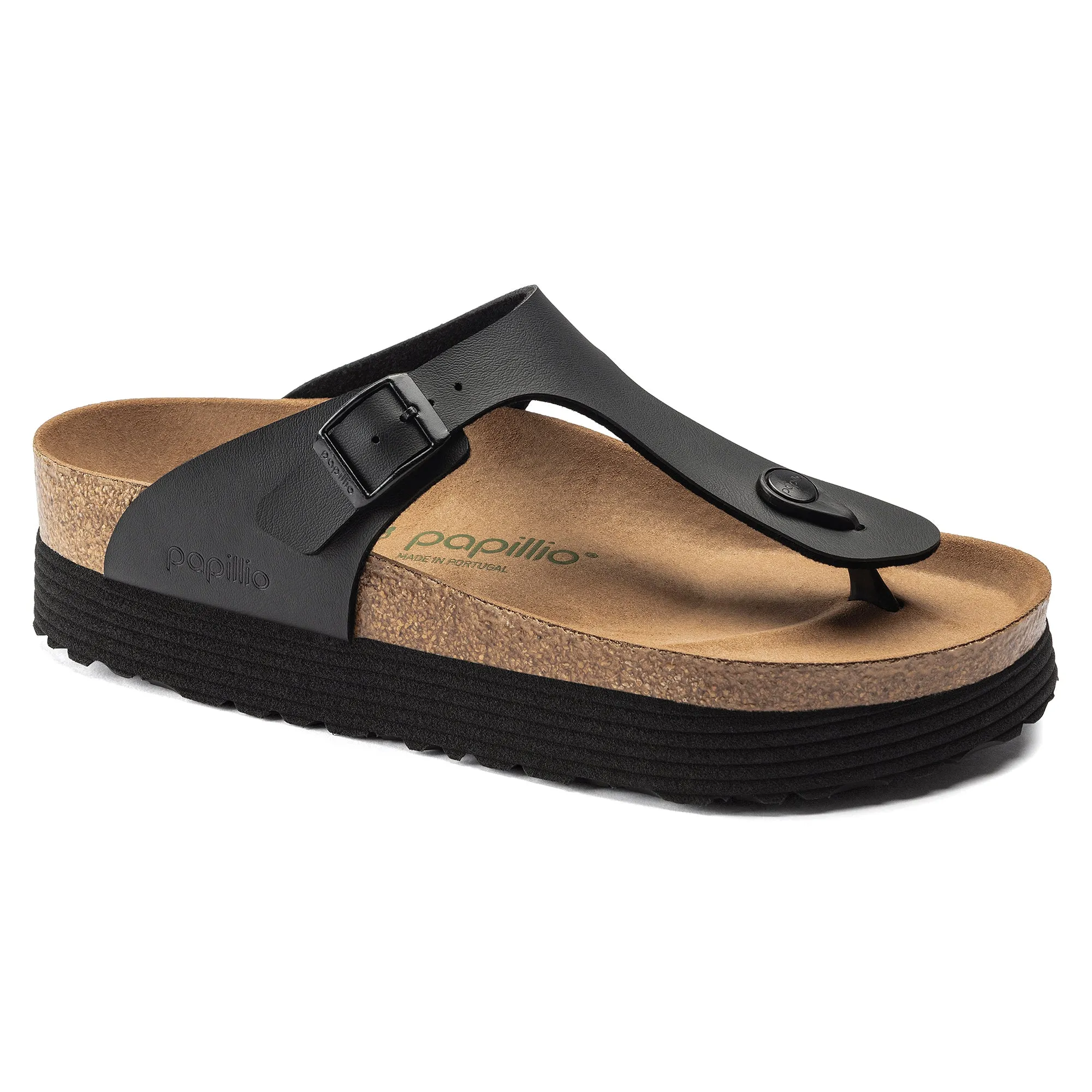 Women's Birkenstock Papillio Gizeh Platform Vegan Birko-Flor Color: Black